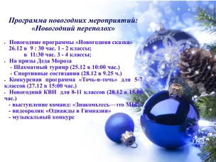 Новогодняя программа мероприятий